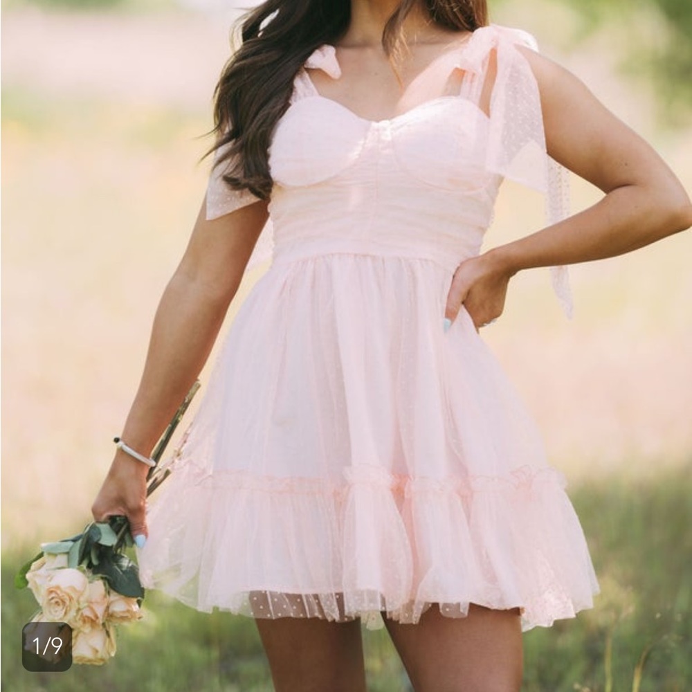 These 3 Boutique pink tulle tie dress
